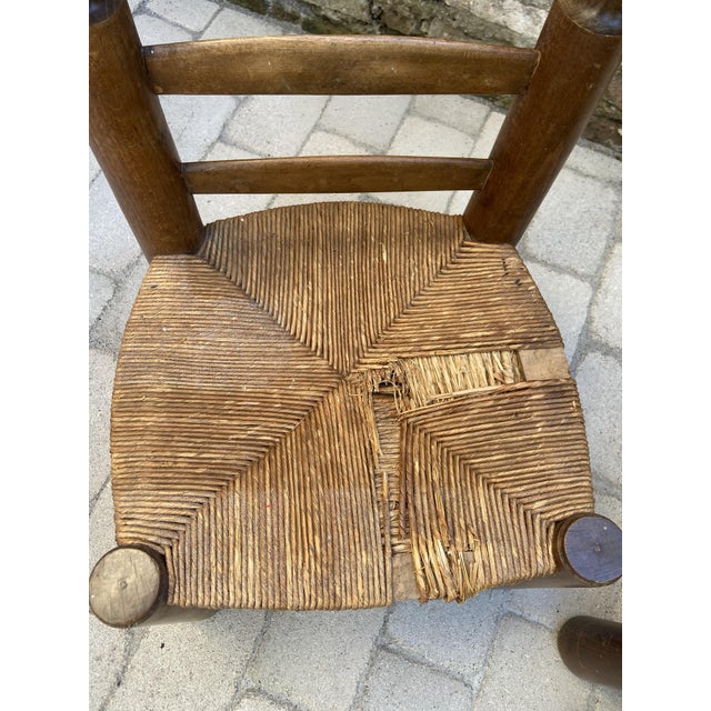 Brown Low Brutalist Chairs in Oak and Straw attributed to Charles Dudouyt, France, 1940s, Set of 2 For Sale - Image 8 of 10