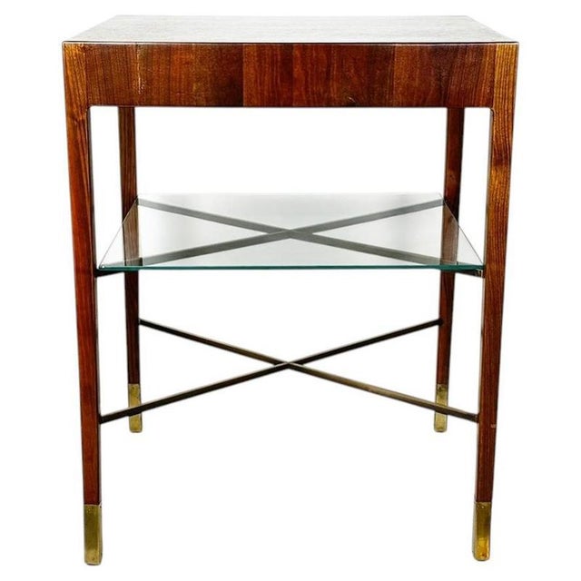 This beautiful unique and substantial Austrian mid century Walnut and brass console table was designed by Oswald Haerdtl,...