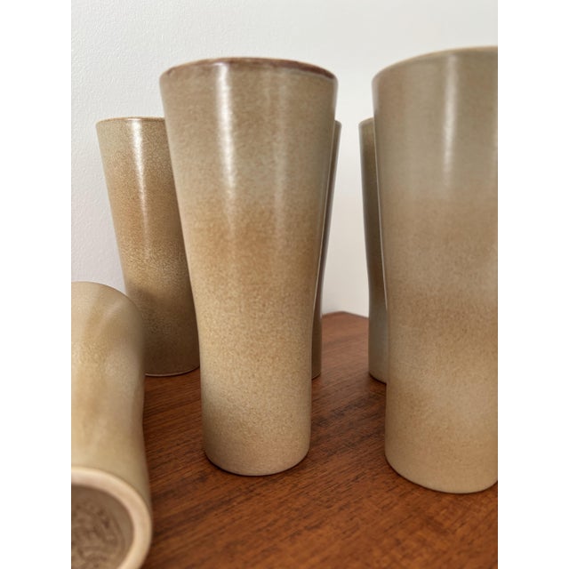 Large Vintage Minimalist Glazed Stoneware Tumblers from Niderviller, 1970s, Set of 8 For Sale - Image 3 of 9
