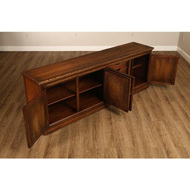 Jamestown Lounge Co. Jamestown Lounge Co. Colonnade Collection Vintage Sculpted Oak Long Credenza For Sale - Image 4 of 18