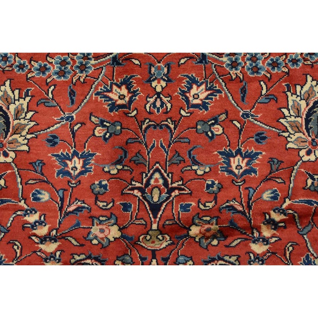 Red Sarouk Rug 9’5” X 12’6” Red Wool Vintage Traditional Hand-Knotted Carpet For Sale - Image 8 of 13