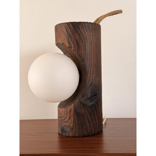 Wood Brutalist Model 16 Wall Lamp in Pine and Opal Glass from Temde Leuchten, 1970s For Sale - Image 7 of 16