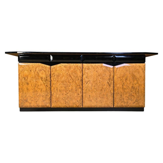 Vintage Lacquer and Burl Wood Credenza, 1980s For Sale - Image 15 of 15