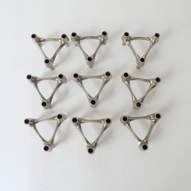 Vintage Modular Metal Candleholders by Stoff Nagel, 1970s, Set of 9 For Sale - Image 6 of 7