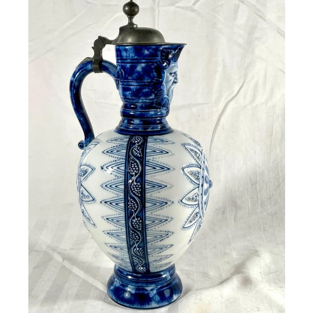 KPM Porcelain Antique German Kpm Porcelain Lidded Bartmann Jug Tankard. For Sale - Image 4 of 13