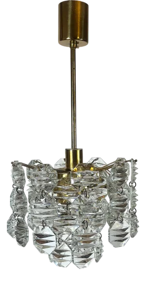 Metal and Crystal Glass 4-Bulb Chandelier from Kinkeldey, 1960s