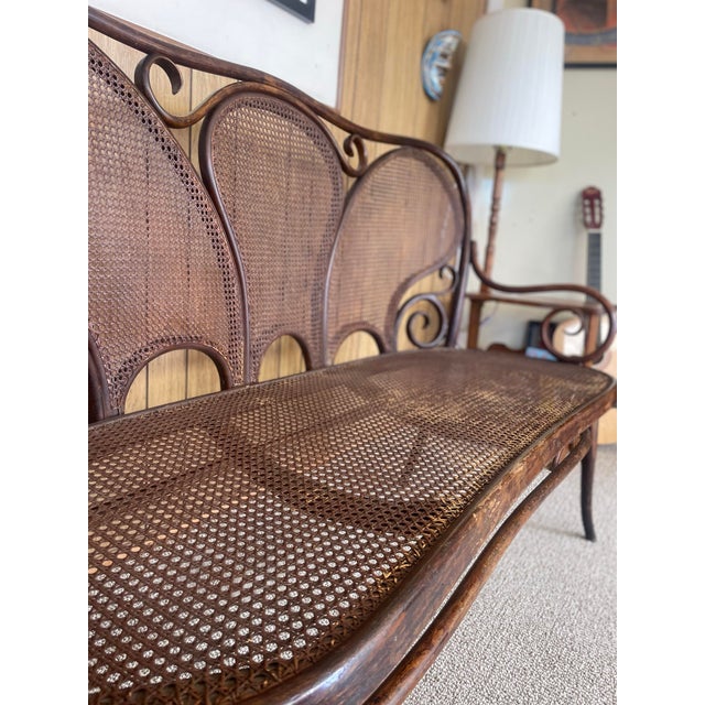 Sienna Late 19th Century Art Nouveau Fischel Bentwood Settee Bench, Made in Austria For Sale - Image 8 of 10