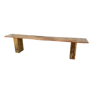 1990s Long Rustic Wooden Bench With Butterfly Plug For Sale