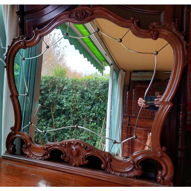 Antique Beveled Chestnut Mirror, 1900s For Sale - Image 11 of 13