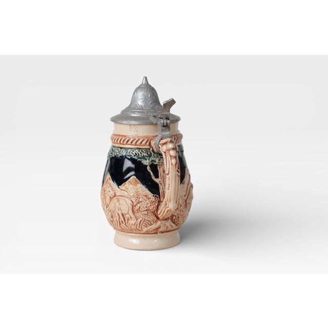 Mid 19th Century West German 1/8l Beer Stein With Pewter Lid For Sale - Image 4 of 14