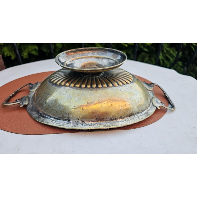 Antique Art Nouveau Brass-Plated Plateau, 1890s For Sale - Image 5 of 8