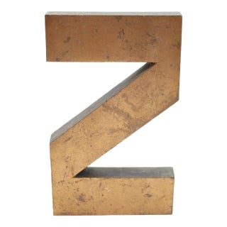 Vintage 8.312 In. Cast Brass Sign Letter Z For Sale