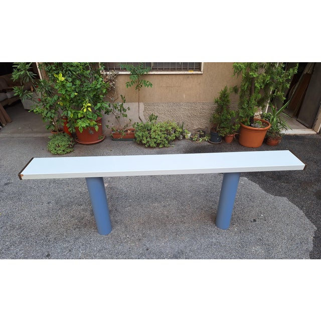 Console in White Lacquer with Cylindrical Plastic Legs by Tresoldi Salvati, 1980s For Sale - Image 6 of 11