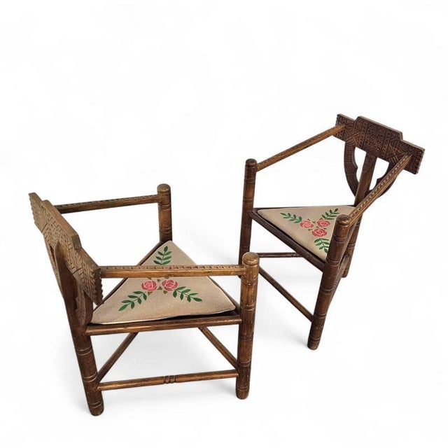 Carved Wood Monk Chairs Vintage Swedish Monk ChairStyle attributed to Bernhard Hoettger Made in SwedenCirca 1930s-1950s...