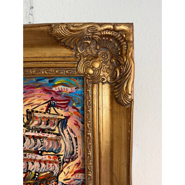 Paint Serg Graff "Aurora" Original Acrylic Painting Nautical Ship Seascape Art, Coa For Sale - Image 7 of 8