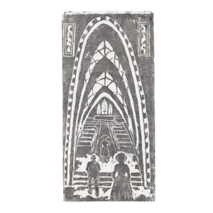 1990s Gothic Arch Woodblock Print