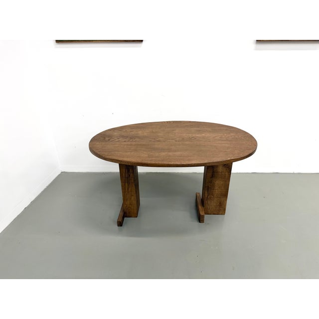 Oval Table with T-Shaped Legs in Oak, France, 1990s For Sale - Image 18 of 18