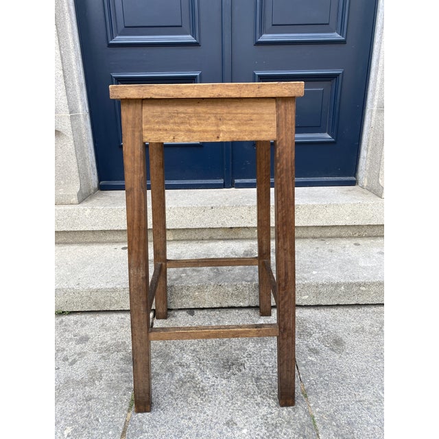 Vintage Stool in Chestnut, 1940s For Sale - Image 9 of 9