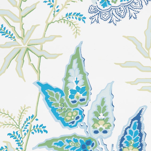 Sample - Schumacher Emperor's Vine Wallpaper in Peacock For Sale