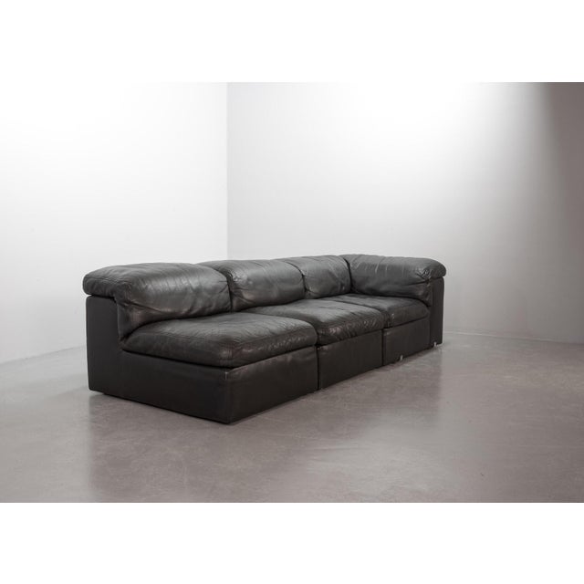 Modular Jeep Sofa in Grey Leather, 1970s, Set of 4 For Sale - Image 12 of 18