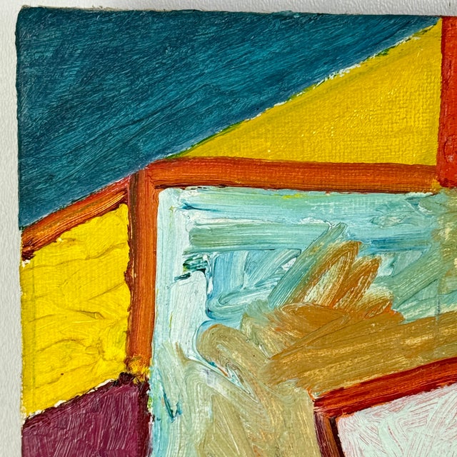 Clark Murray Rare 1980's Original Abstract O/C Painting, in Tones of Yellow & Red For Sale - Image 4 of 5