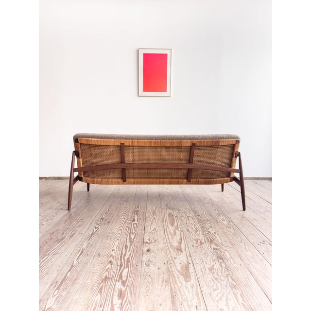 1950s Mid-Century Modern 400 Series Sofa in Teak with Wickerwork Backrest by Hartmut Lohmeyer for Wilkhahn, Germany, 1950s For Sale - Image 5 of 18