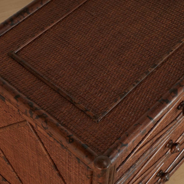 Ornamental & Decorative Materials Pair of Vintage British Colonial Faux Bamboo and Grasscloth Stands For Sale - Image 7 of 18