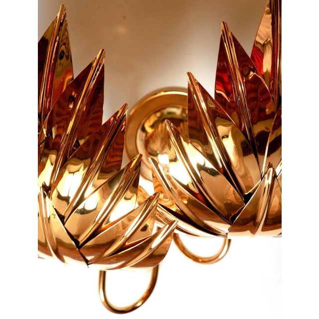 Large Gilt Brass Palm Lamp attributed to Maison Jansen, 1970s For Sale - Image 13 of 18