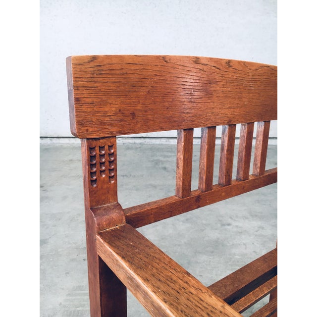 Dutch Modernist Carved Oak Side Chair, 1920s For Sale - Image 15 of 18