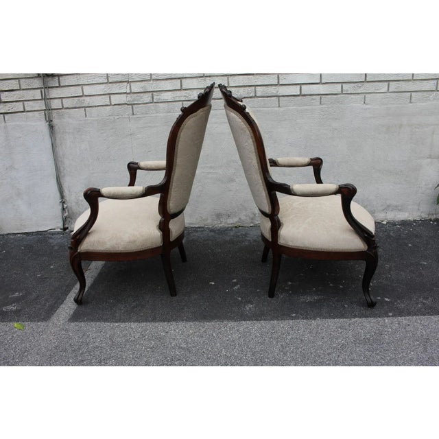 Early 19th Century Pair of 19th Century French Bergere Rosewood Armchairs with New Upholstery For Sale - Image 5 of 9