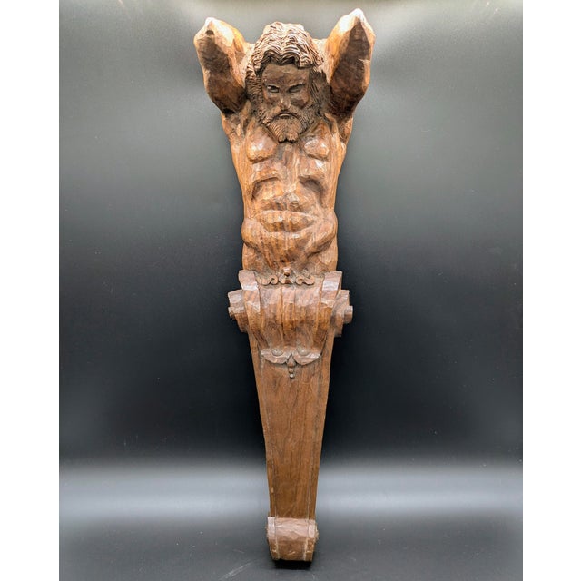 19th Century Hand-Carved Walnut Architectural/Decorative Atlas Corbel For Sale - Image 12 of 12
