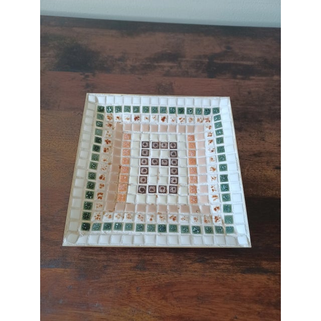 Unique hand-crafted mosiac tile decorative plate or ashtray. This piece was made circa 1960's -70s judging by the tiles....