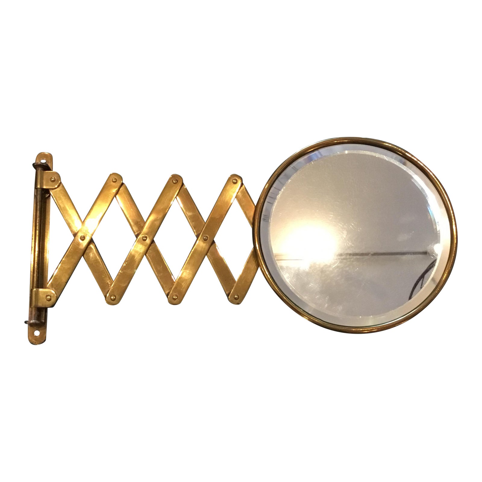 Vintage Brass Scissor Arm Wall Mounted Shaving/Makeup Mirror Chairish