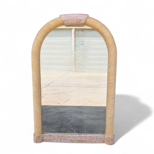 1980s Postmodern Tessellated Stone Arched Wall Mirror For Sale - Image 16 of 18