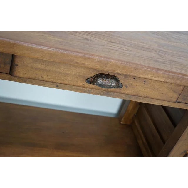 Wood Vintage French Oak and Beech Workbench, 1930s For Sale - Image 7 of 12