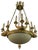 Large Empire Style Alabaster and Bronze 16-Light Chandelier, 1890s For Sale