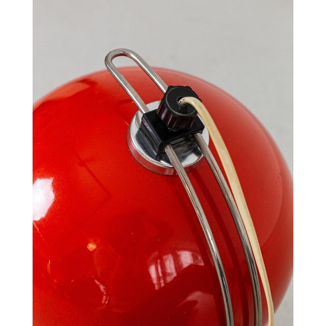 Mid-Century Red Metal Table Lamp For Sale - Image 5 of 5