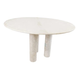 Italian Round Travertine Dining Table, 1970s For Sale