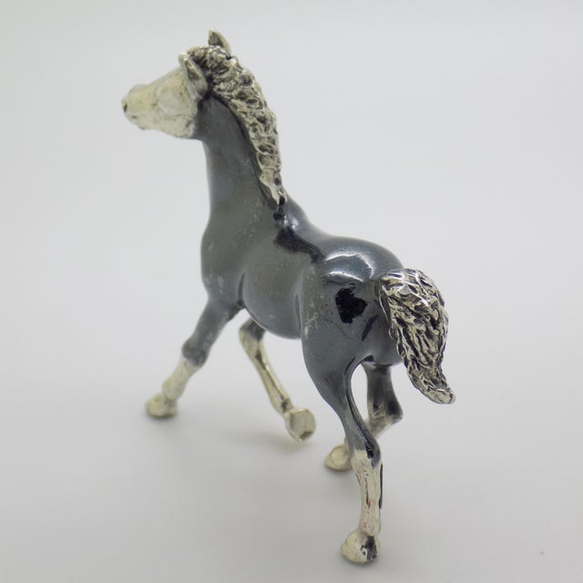 Vintage Italian Handmade Genuine Sterling Silver 925 Darkened Horse Large Figurine For Sale - Image 6 of 10