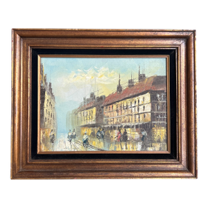 1950’s Impressionist European Street Scene Cityscape Painting