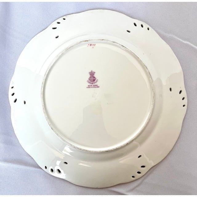 Antique Mintons for Tiffany & Co. Pierced Floral Cabinet 9" Plates - Set of 7 For Sale - Image 12 of 13