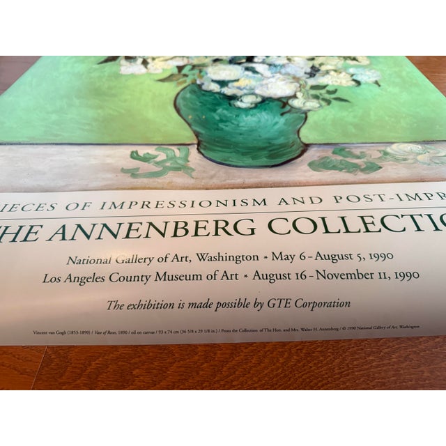 Authentic Rare Exhibition Posters From 1990 for the National Gallery of Art in Washington Featuring Vincent Van Gogh's Vase of Roses (1890 For Sale In Baltimore - Image 6 of 12