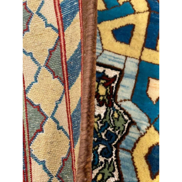 Multi Color Fine Hand Knotted Persian Silk & Wool Isfahan Runner 3'3'' X 12'9'' For Sale - Image 9 of 12