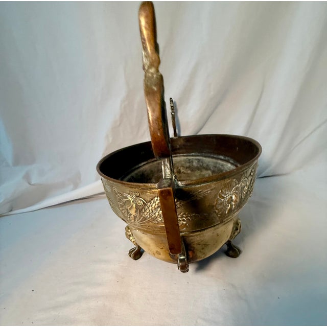 Brass French, Antique Brass Footed Jardiniere For Sale - Image 8 of 11