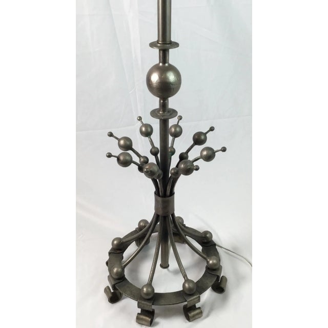 Metal Postmodern Silvered and Aged Metal Table Lamps - A Pair For Sale - Image 7 of 10