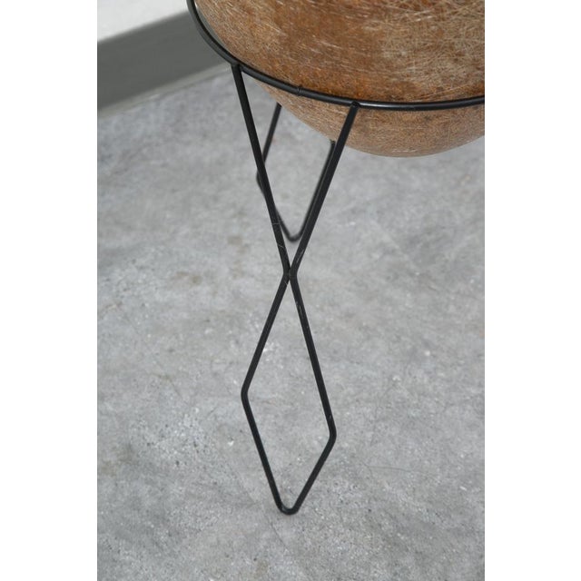 Mid Century Modern Planter Kimball Bullet Round Atomic Plant Stand Tan Fiberglass For Sale In Sacramento - Image 6 of 12