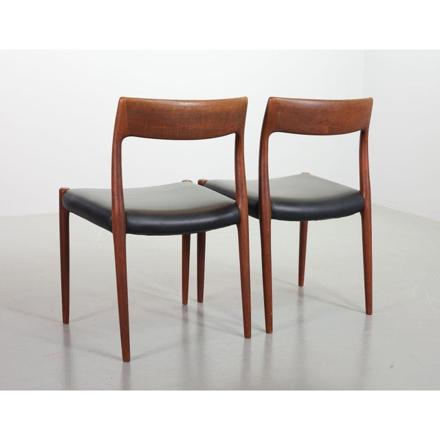 1960s Teak Dining Chairs with Black Leather by Niels Otto Møller for J.L. Møllers, 1960s, Set of 4 For Sale - Image 5 of 18