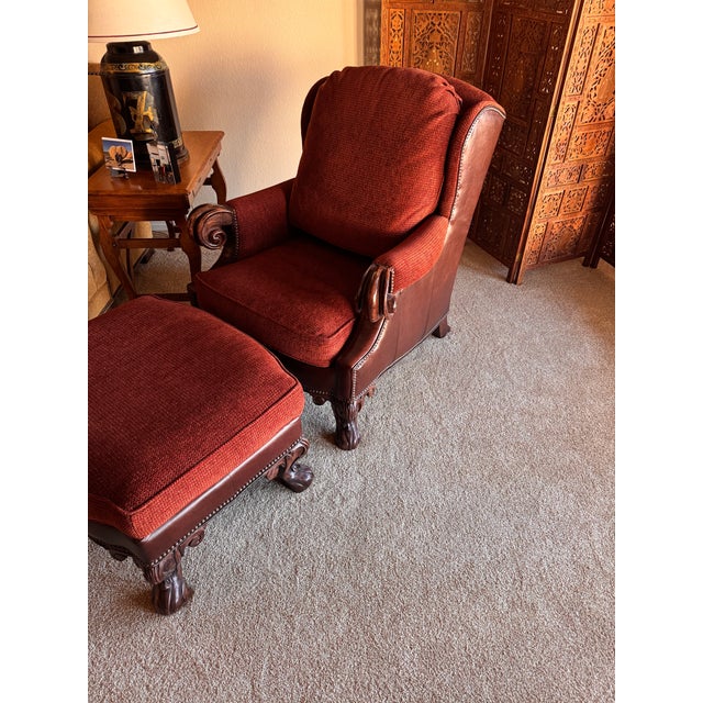 Burnt Orange Stanford Chair and Ottoman For Sale - Image 8 of 8
