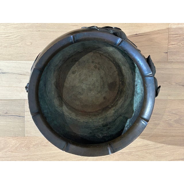 Extra Large c.1900 Meiji Period Antique Japanese Bronze Vessel For Sale - Image 4 of 4