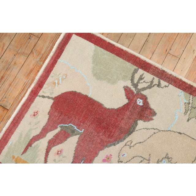 Vintage Animal Pictorial Turkish Rug For Sale - Image 13 of 18